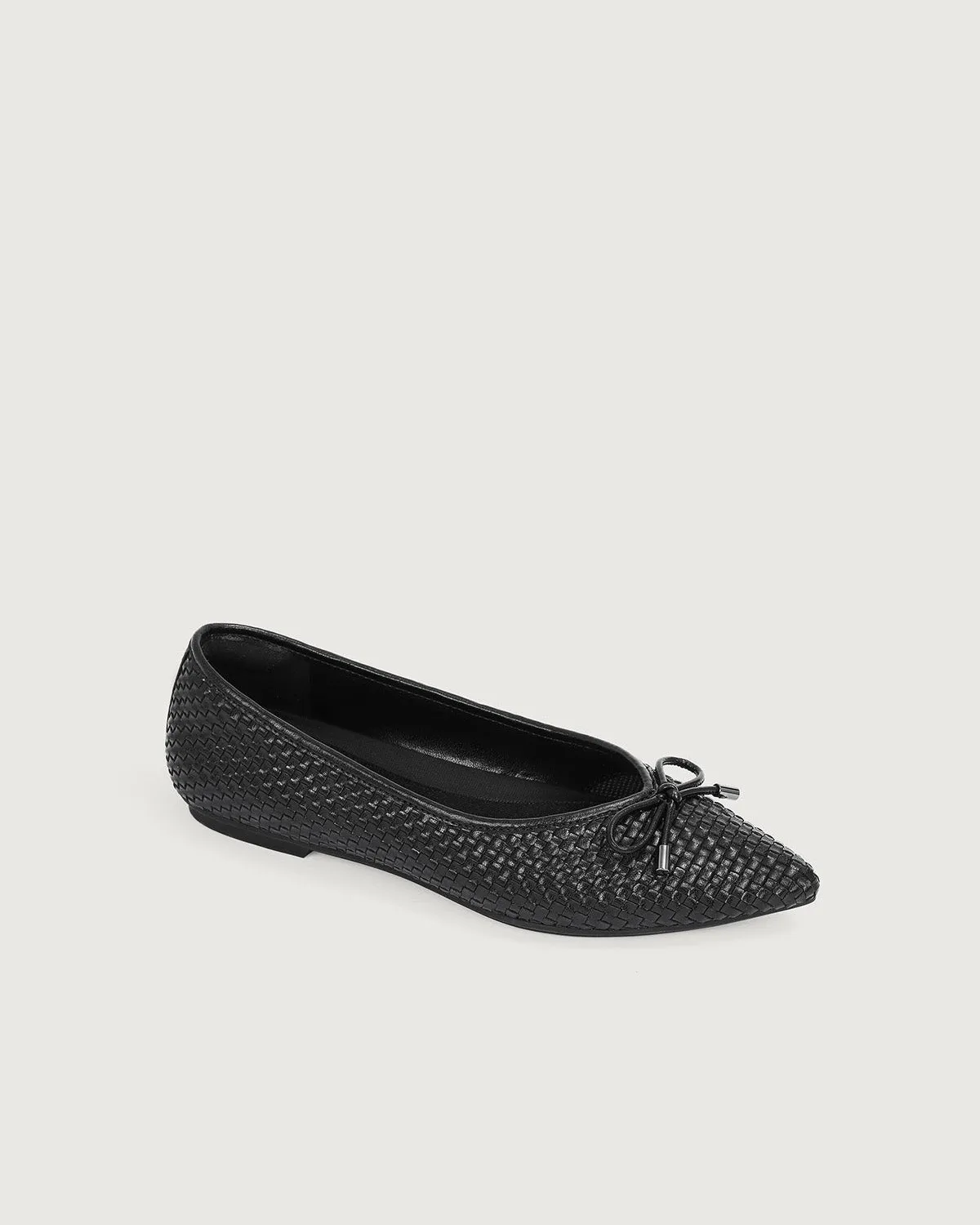Enfiis Black sheepskin pattern microfiber woven ballet flats. sold by rihoas product image thumbnail 3