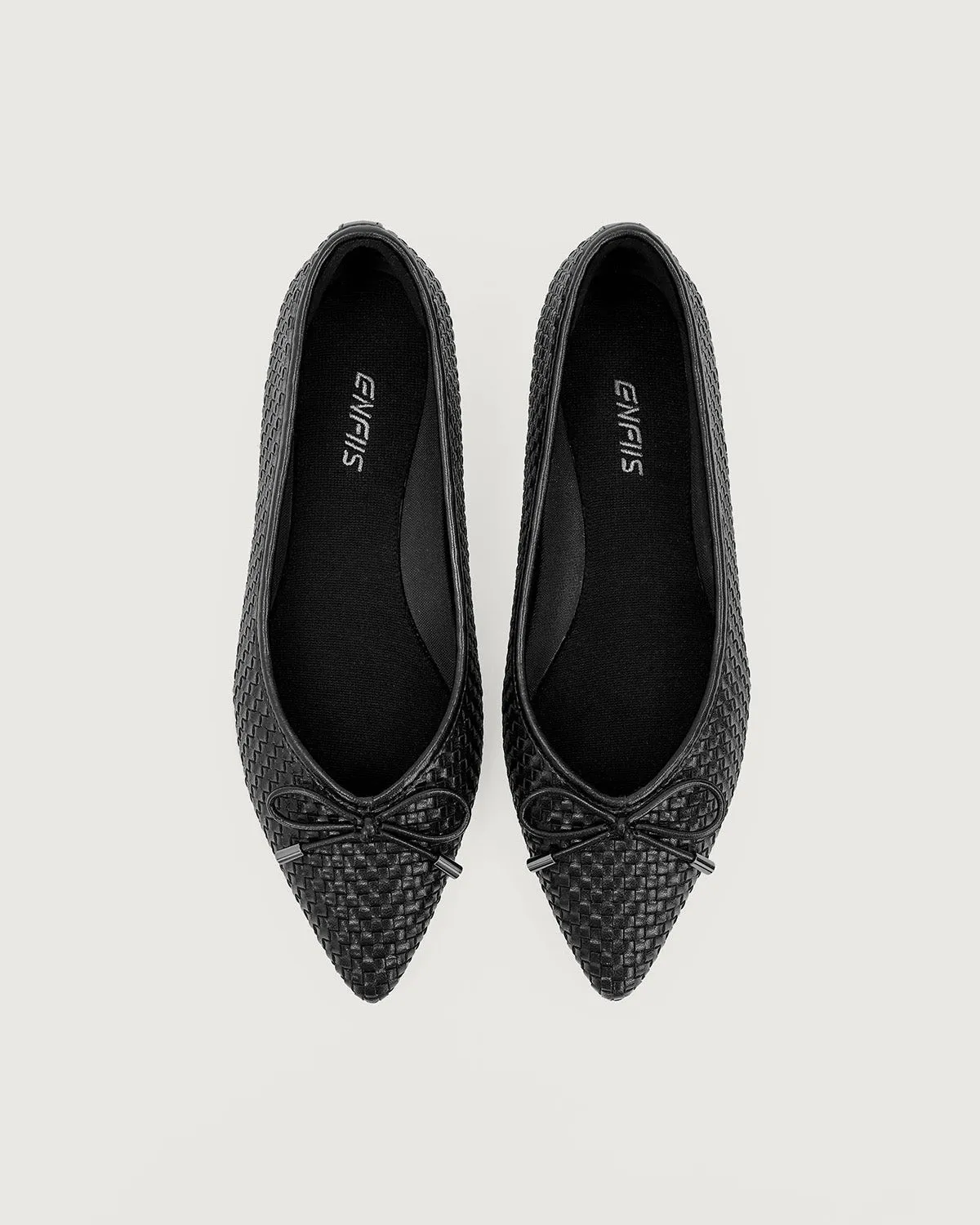 Enfiis Black sheepskin pattern microfiber woven ballet flats. sold by rihoas product image thumbnail 5