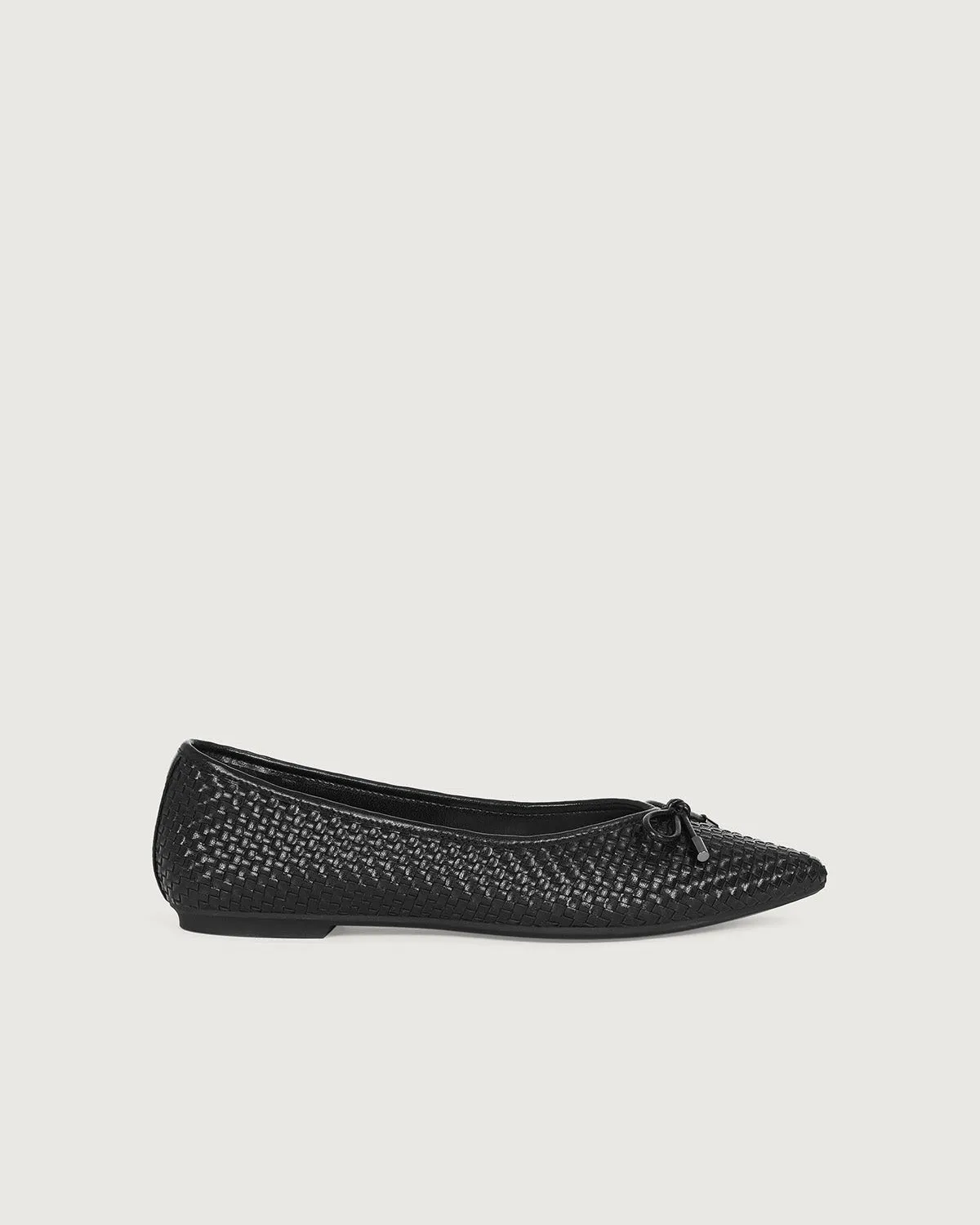 Enfiis Black sheepskin pattern microfiber woven ballet flats. sold by rihoas product image thumbnail 2