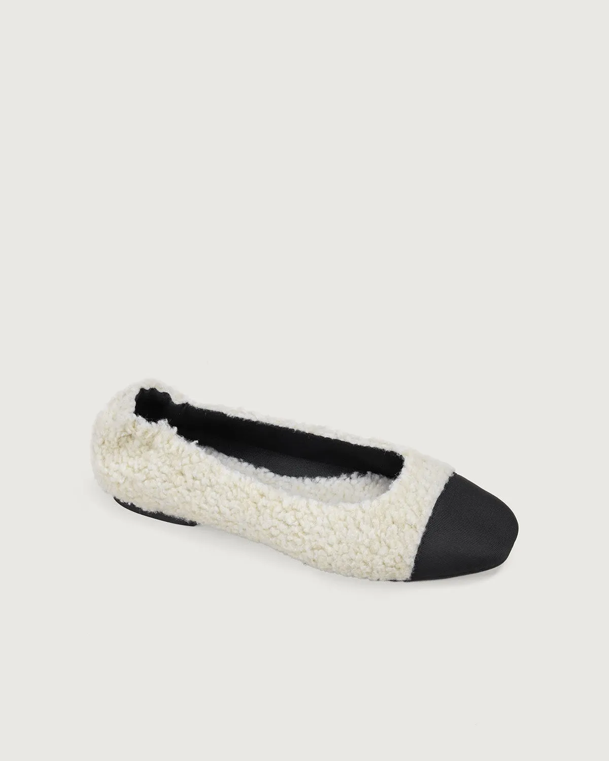 Enfiis Beige Fleece Square Toe Ballerinas sold by rihoas product image thumbnail 4