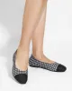 Enfiis Black and Grey Houndstooth Jacquard Square Toe Ballet Flats sold by rihoas
