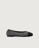 Enfiis Black and Grey Houndstooth Jacquard Square Toe Ballet Flats sold by rihoas