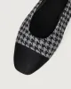 Enfiis Black and Grey Houndstooth Jacquard Square Toe Ballet Flats sold by rihoas