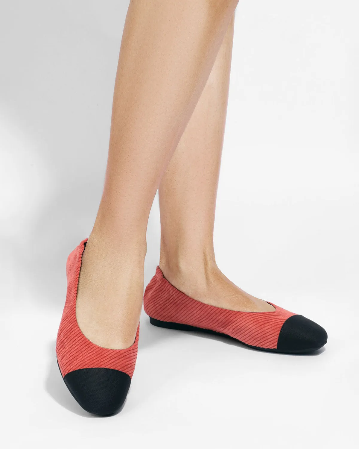 Enfiis Brick Red Twill Square Toe Ballet Flats sold by rihoas