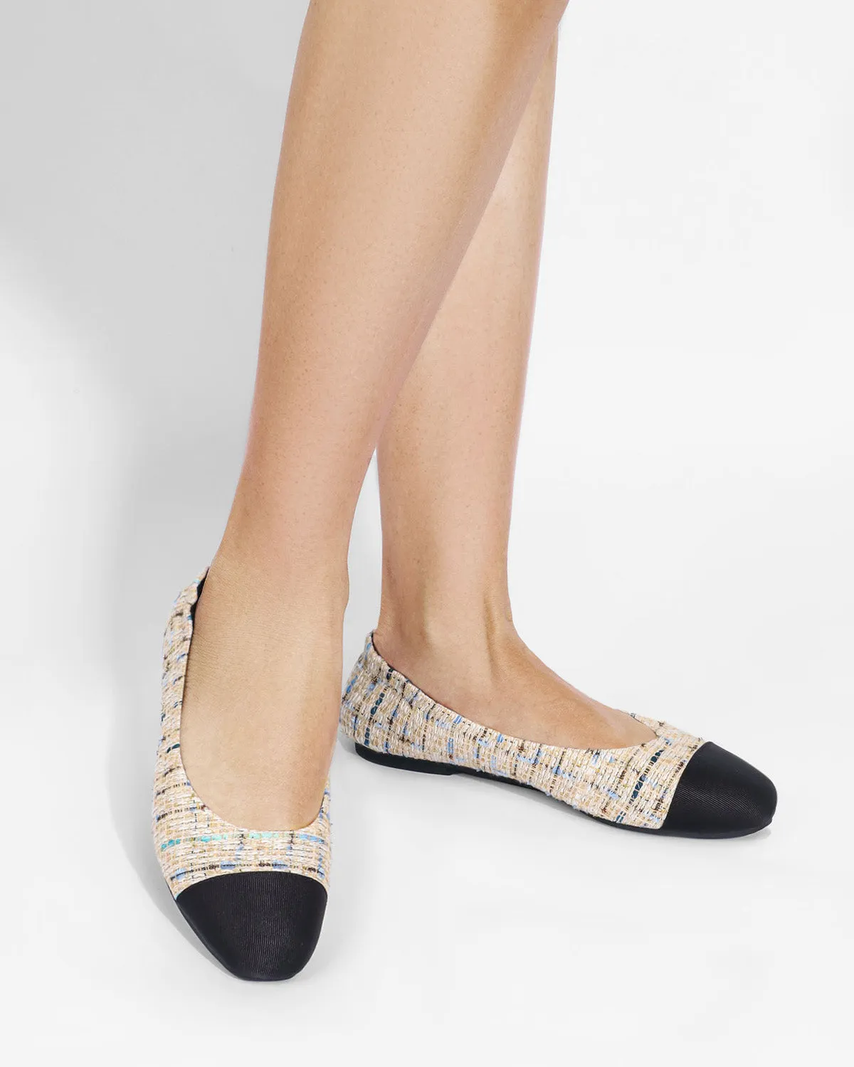 Enfiis Floral Rice Apricot Square Toe Ballet Flats sold by rihoas