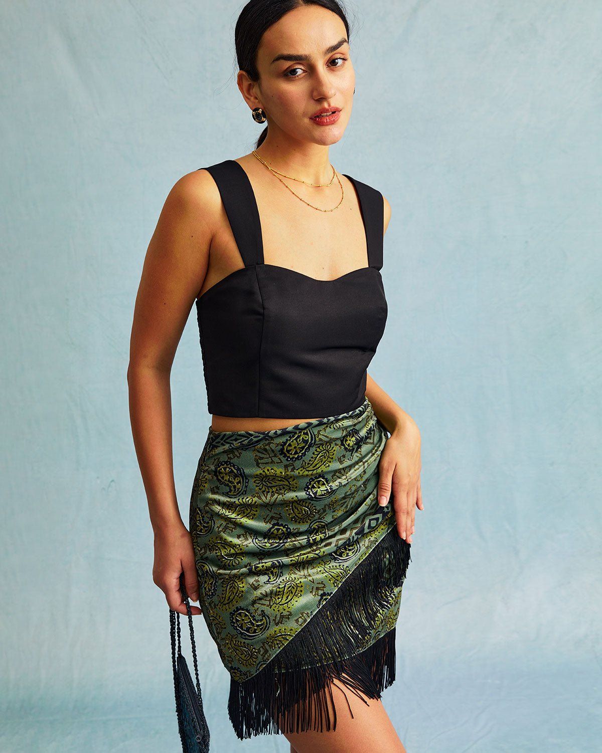 The Black Sweetheart Neck Shirred Tank Top sold by rihoas product image thumbnail 3