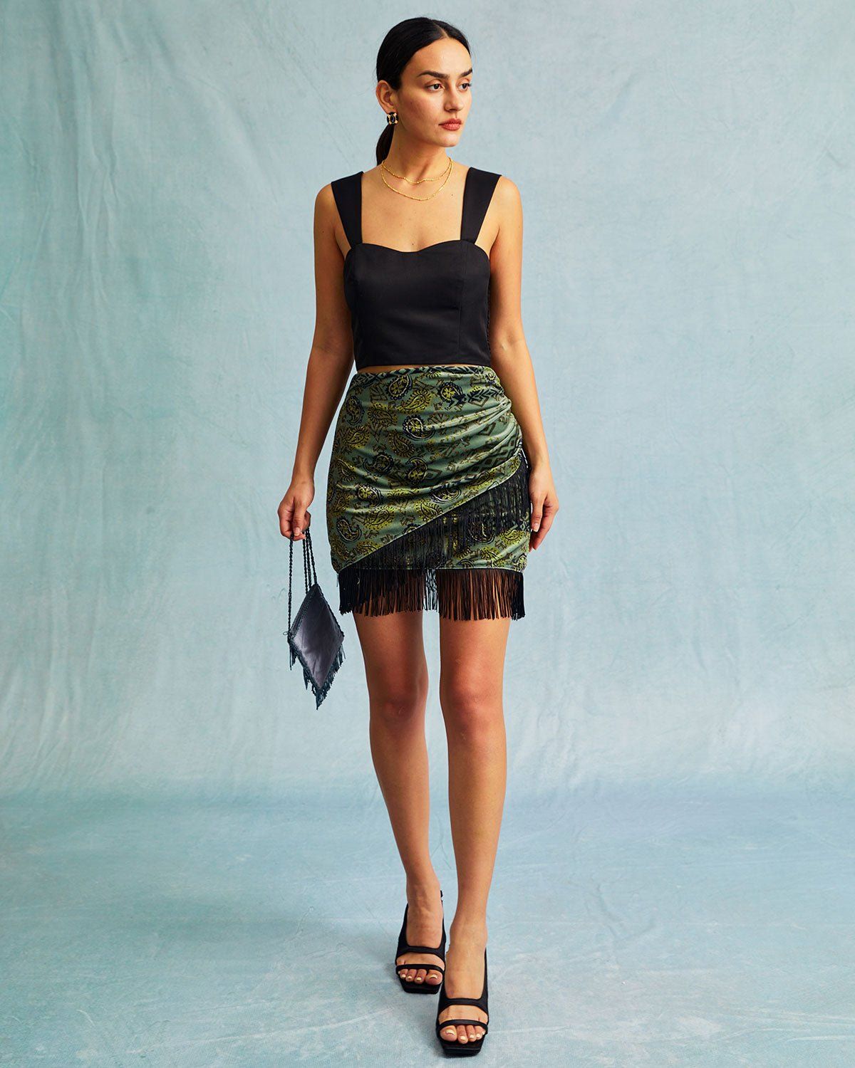 The Black Sweetheart Neck Shirred Tank Top sold by rihoas product image thumbnail 2