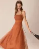 Caramel Mesh Flowy Slip Midi Dress sold by rihoas