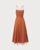 Caramel Mesh Flowy Slip Midi Dress sold by rihoas
