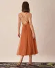 Caramel Mesh Flowy Slip Midi Dress sold by rihoas