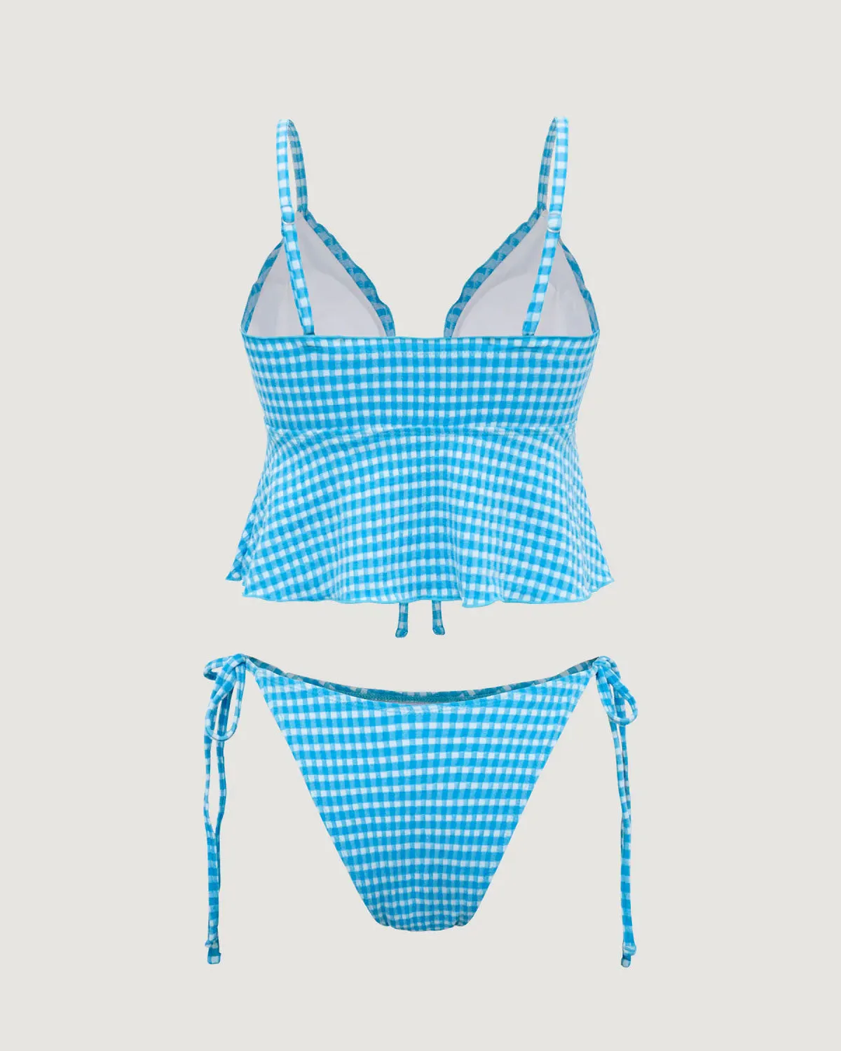 Blue Plaid Tie-Front Tankini Swimsuit sold by rihoas product image thumbnail 2