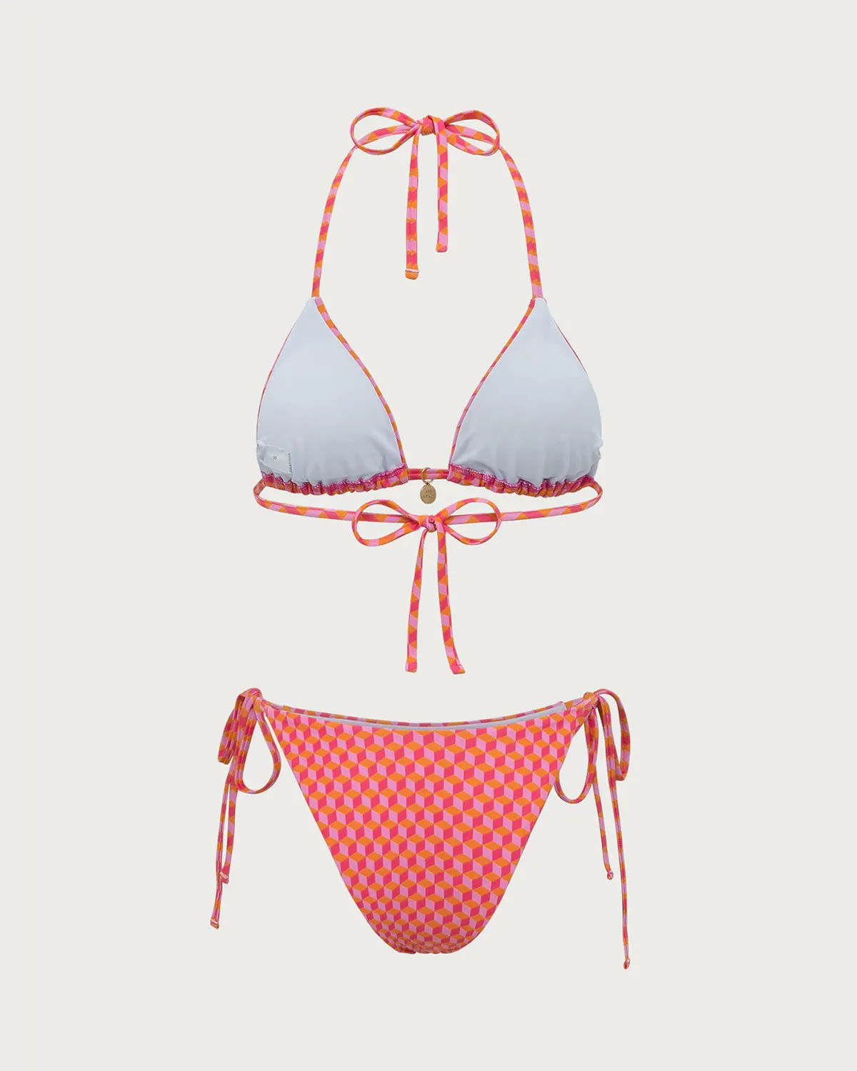 Pink Geometric Print Drawstring Bikini Set sold by rihoas product image thumbnail 2