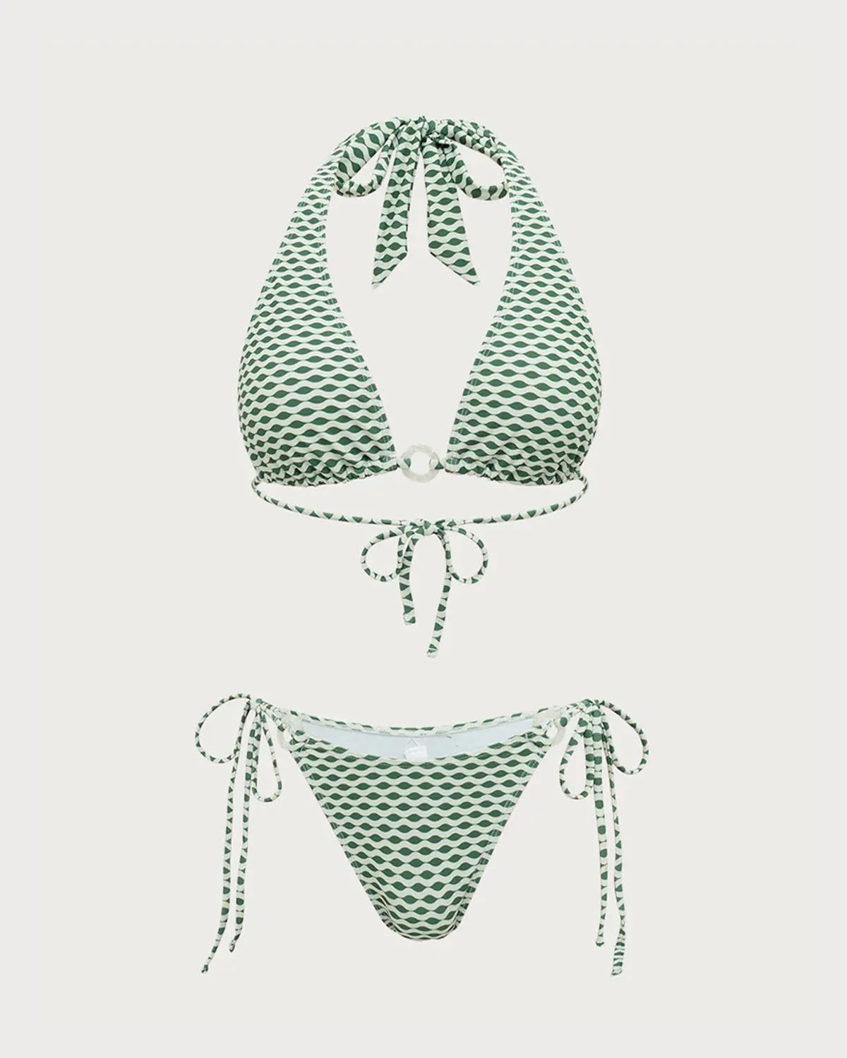 Green Geometric Print Hoop Bikini Set sold by rihoas