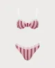 Pink Striped Underwired Lace Bikini Set sold by rihoas