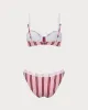 Pink Striped Underwired Lace Bikini Set sold by rihoas