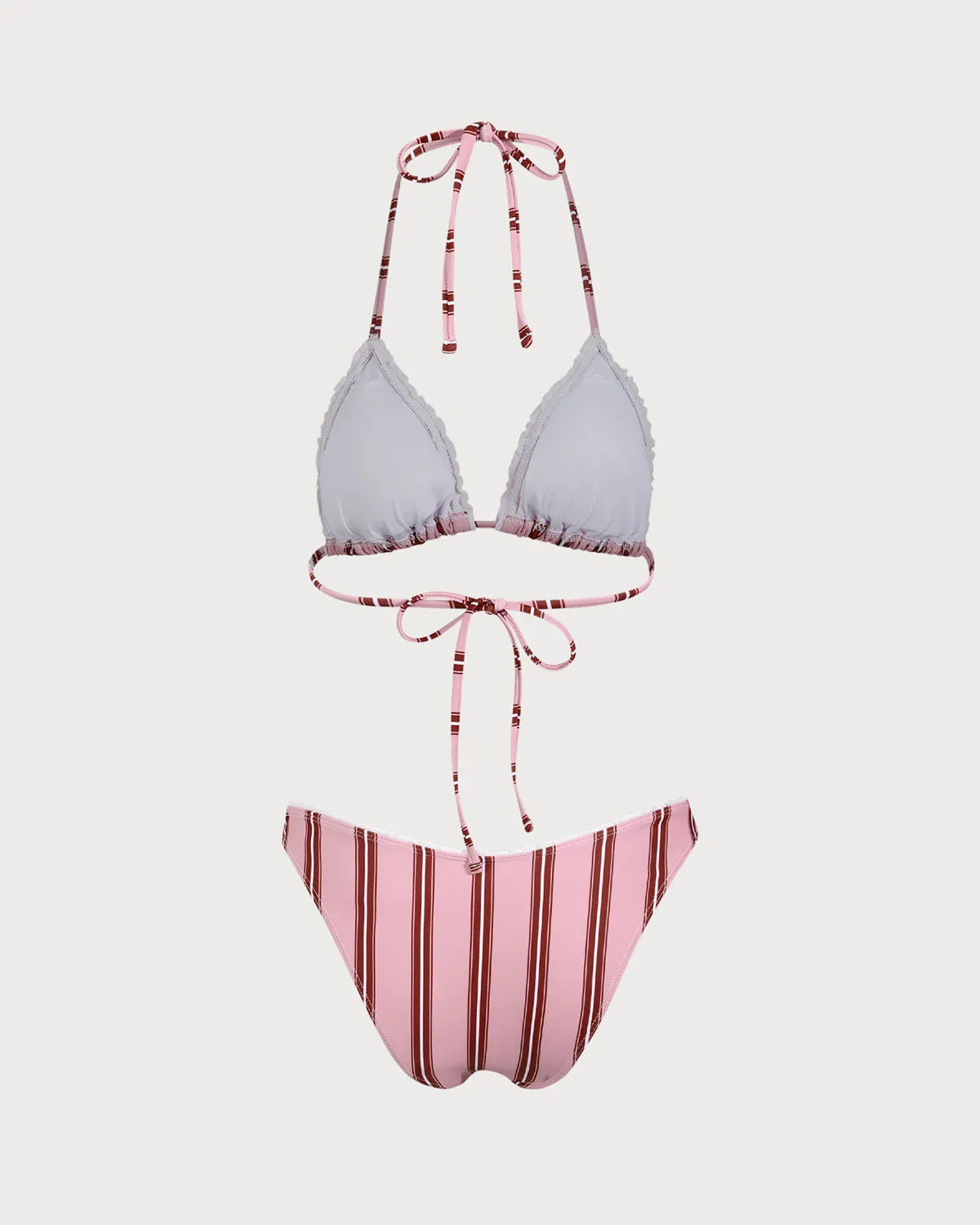 Pink Striped Halter Bikini Set sold by rihoas product image thumbnail 2