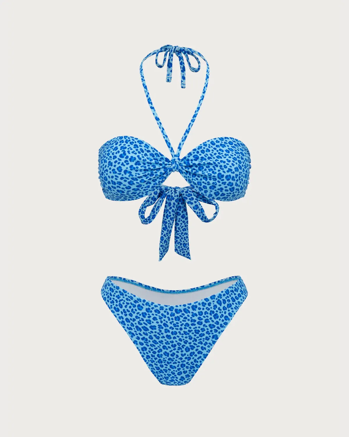 Blue Leopard Print Bandeau Bikini Set sold by rihoas