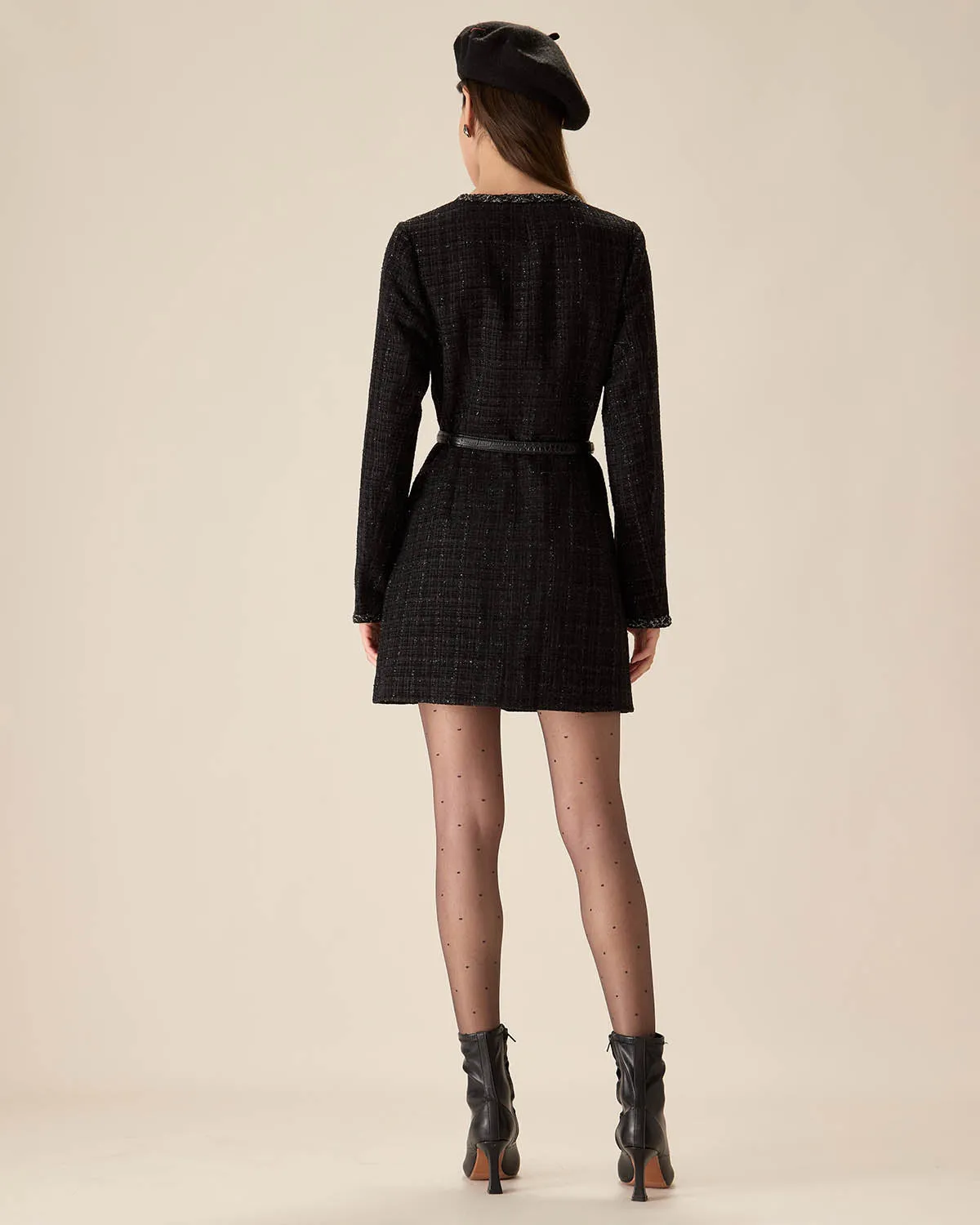 Black Tweed Pocket Mini Dress sold by rihoas product image thumbnail 5