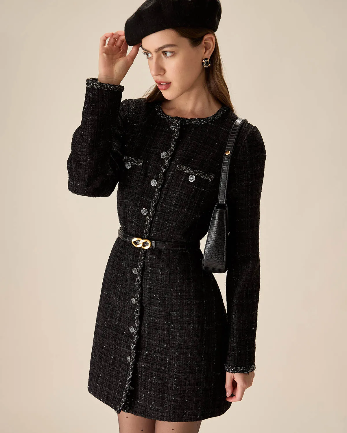 Black Tweed Pocket Mini Dress sold by rihoas product image thumbnail 3