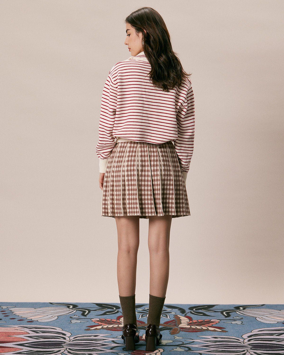 The Red Lapel Striped Long Sleeve Sweater sold by rihoas product image thumbnail 6