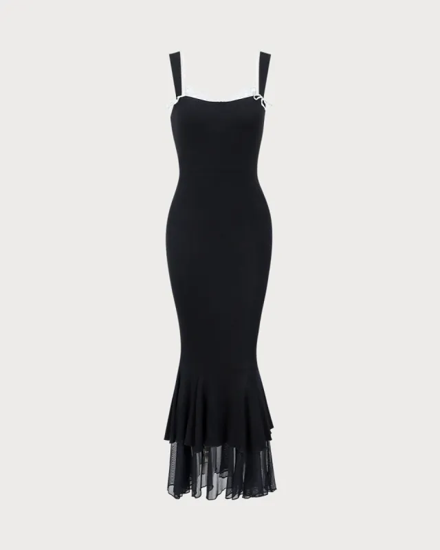 Black Bodycon Slip Maxi Dress sold by rihoas