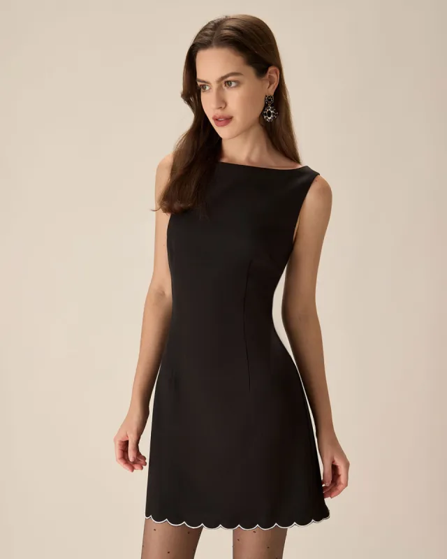 Black Contrasting Sleeveless Mini Dress sold by rihoas