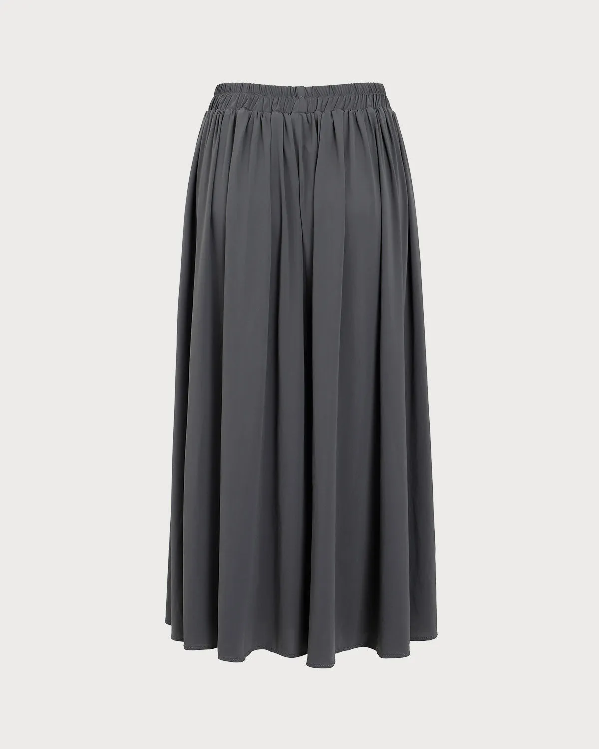 Grey Elastic Waist Flared Midi Skirt sold by rihoas product image thumbnail 2