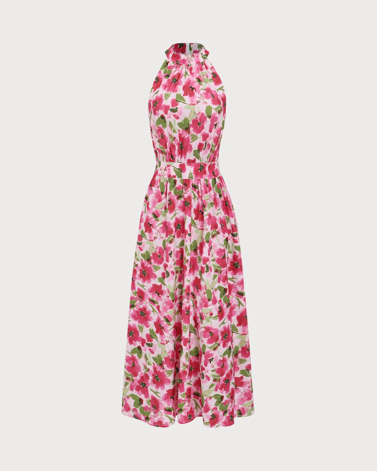 Pink Floral Midi Dress sold by rihoas