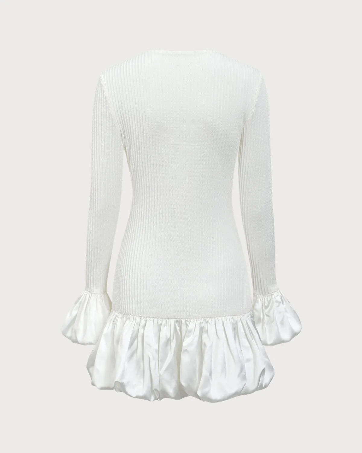 White Splicing Sweater Mini Dress sold by rihoas product image thumbnail 2