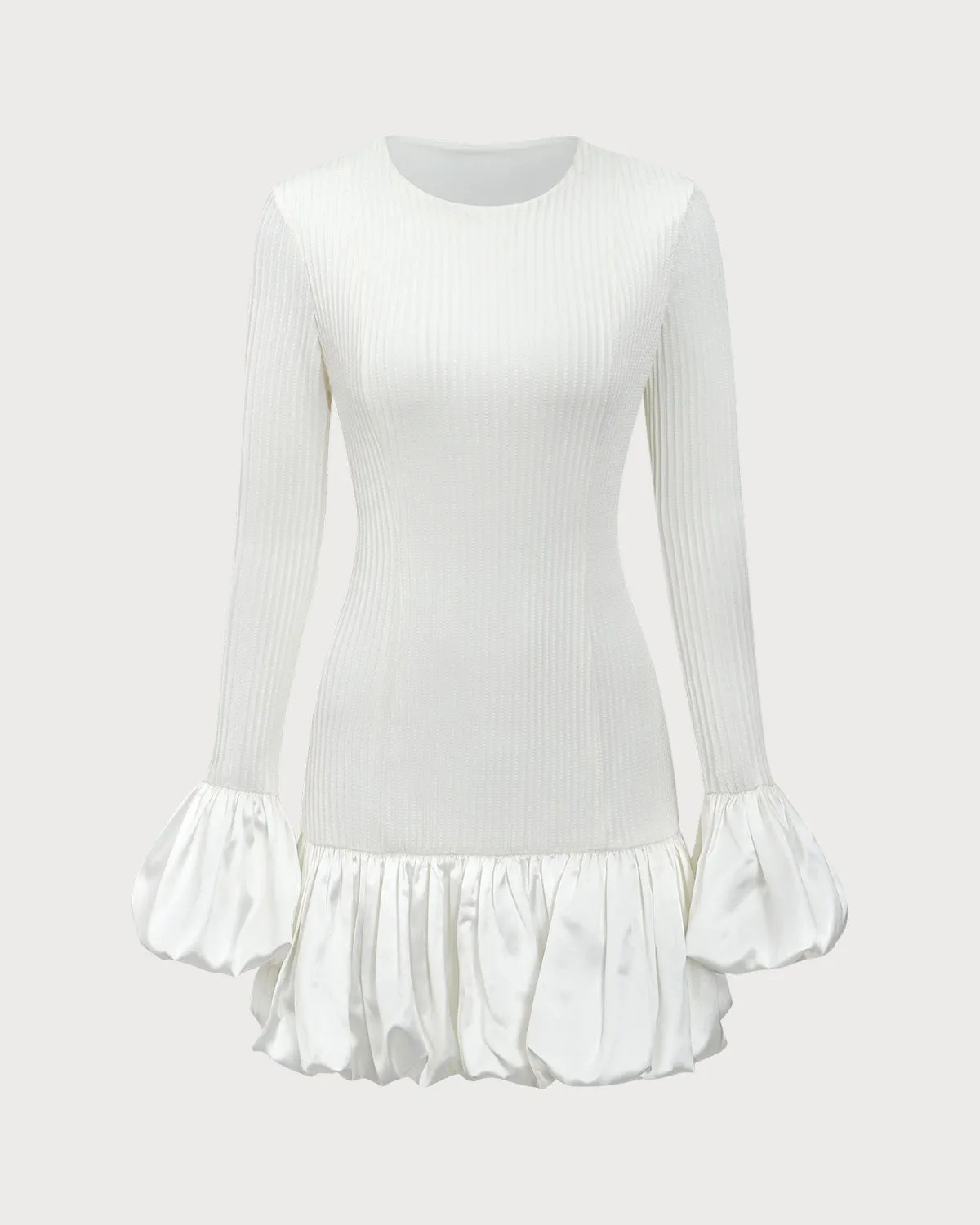 White Splicing Sweater Mini Dress sold by rihoas