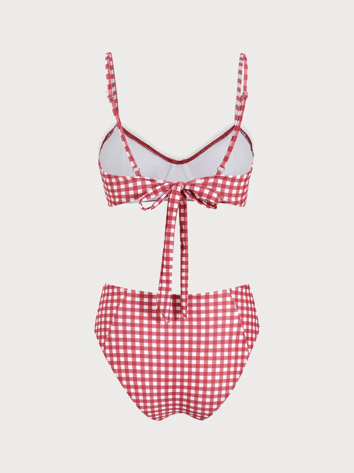 Red Plaid Tie-back Bikini Set sold by rihoas product image thumbnail 2