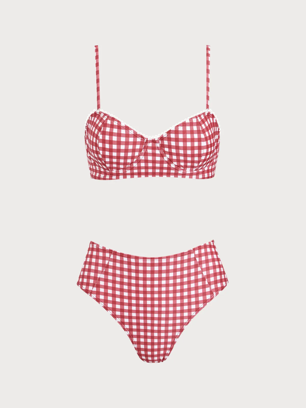 Red Plaid Tie-back Bikini Set sold by rihoas