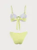 Yellow Jacquard O-Ring Bikini Set sold by rihoas
