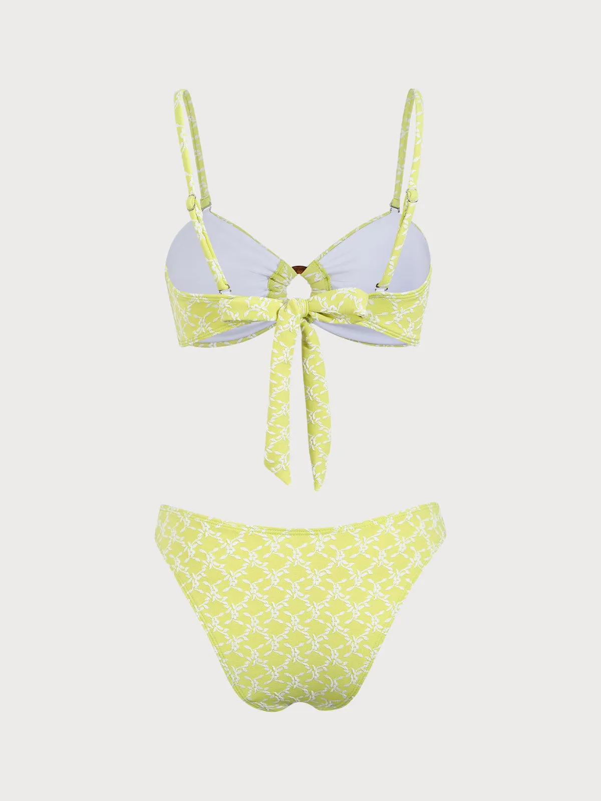 Yellow Jacquard O-Ring Bikini Set sold by rihoas product image thumbnail 2