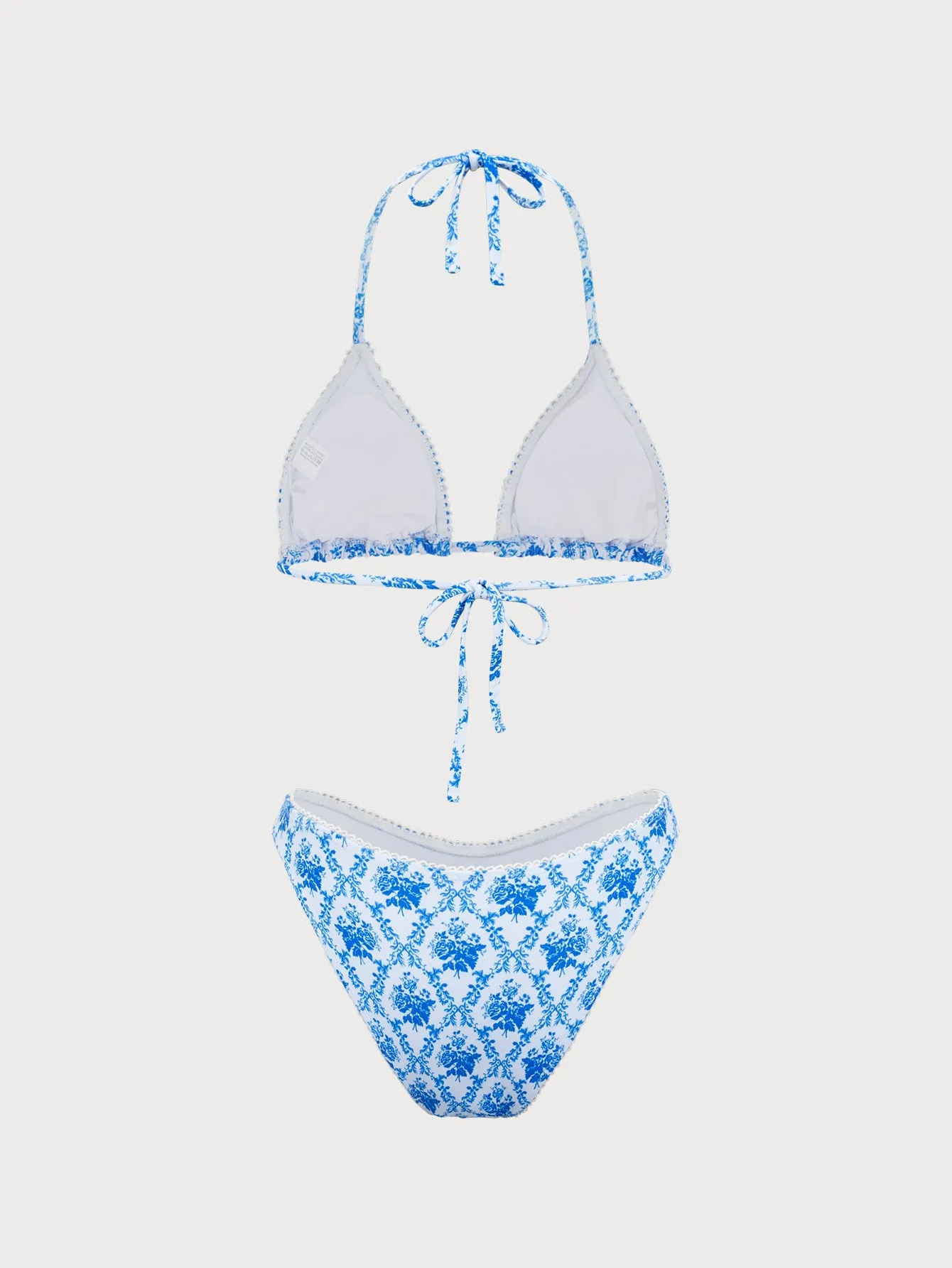 Blue Floral Halter Bikini Set sold by rihoas product image thumbnail 3