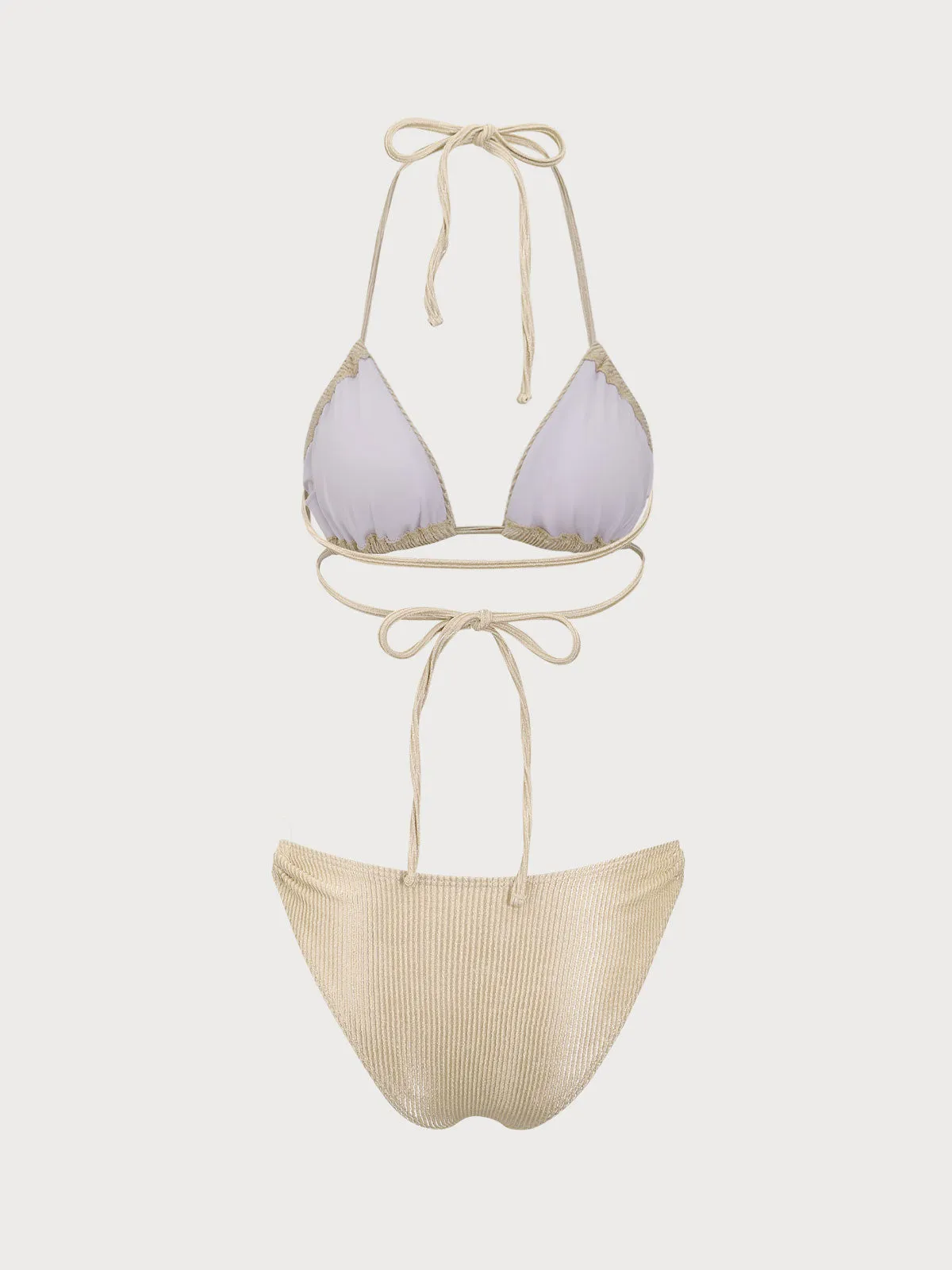 Apricot Textured Glitter Bikini Set sold by rihoas product image thumbnail 2