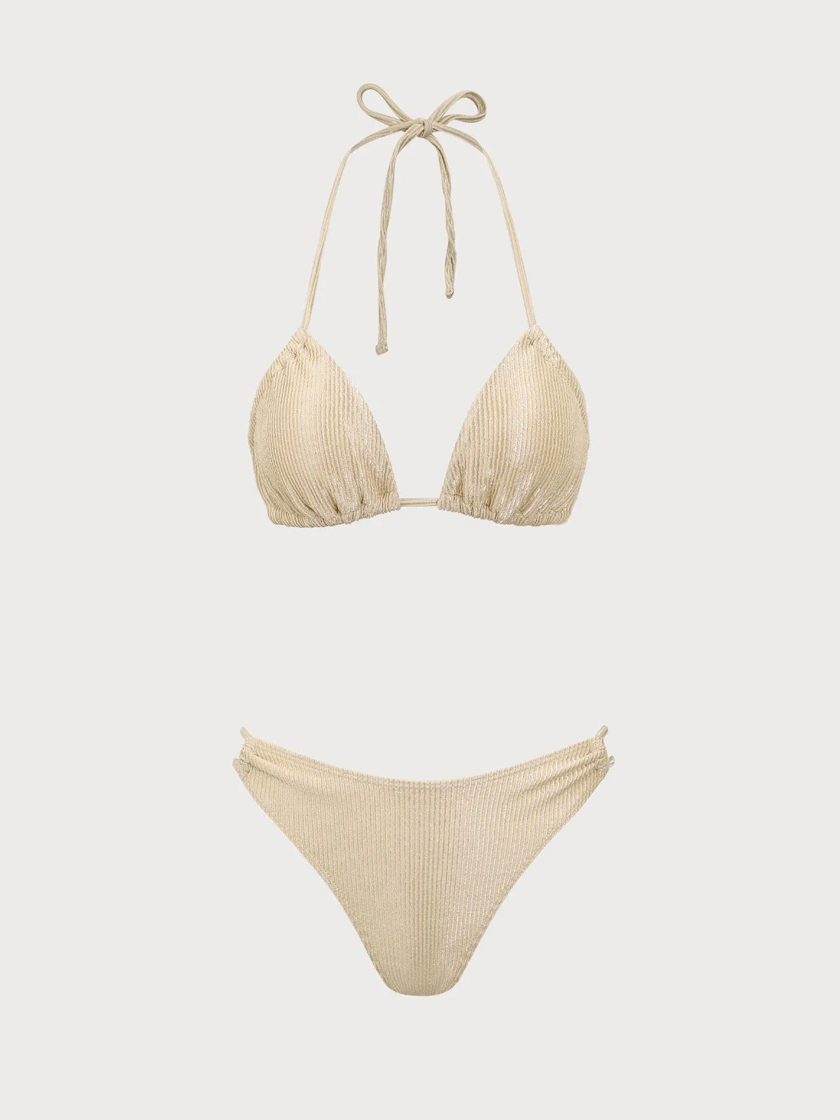 Apricot Textured Glitter Bikini Set sold by rihoas