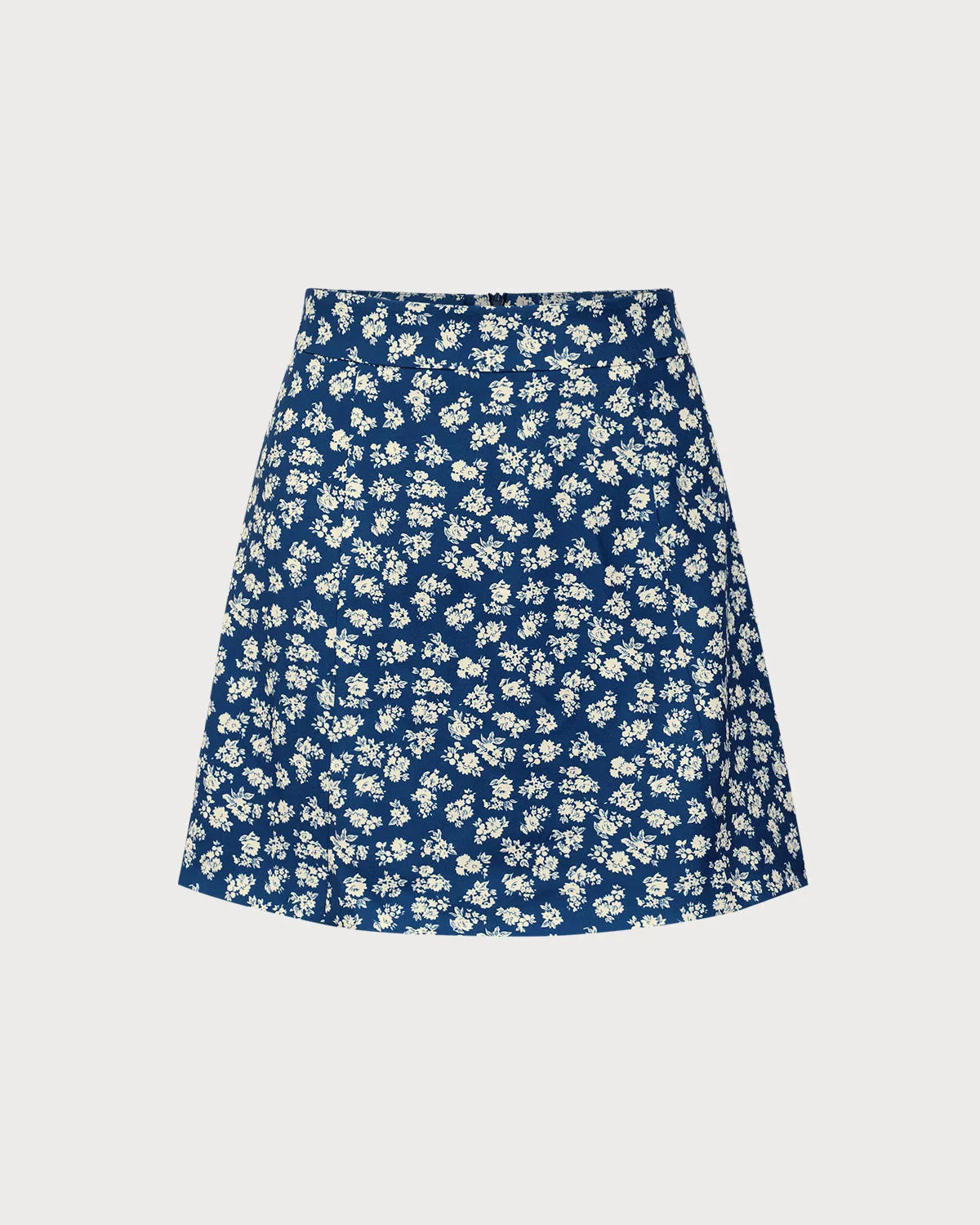 Navy Floral A-Line Mini Skirt sold by rihoas