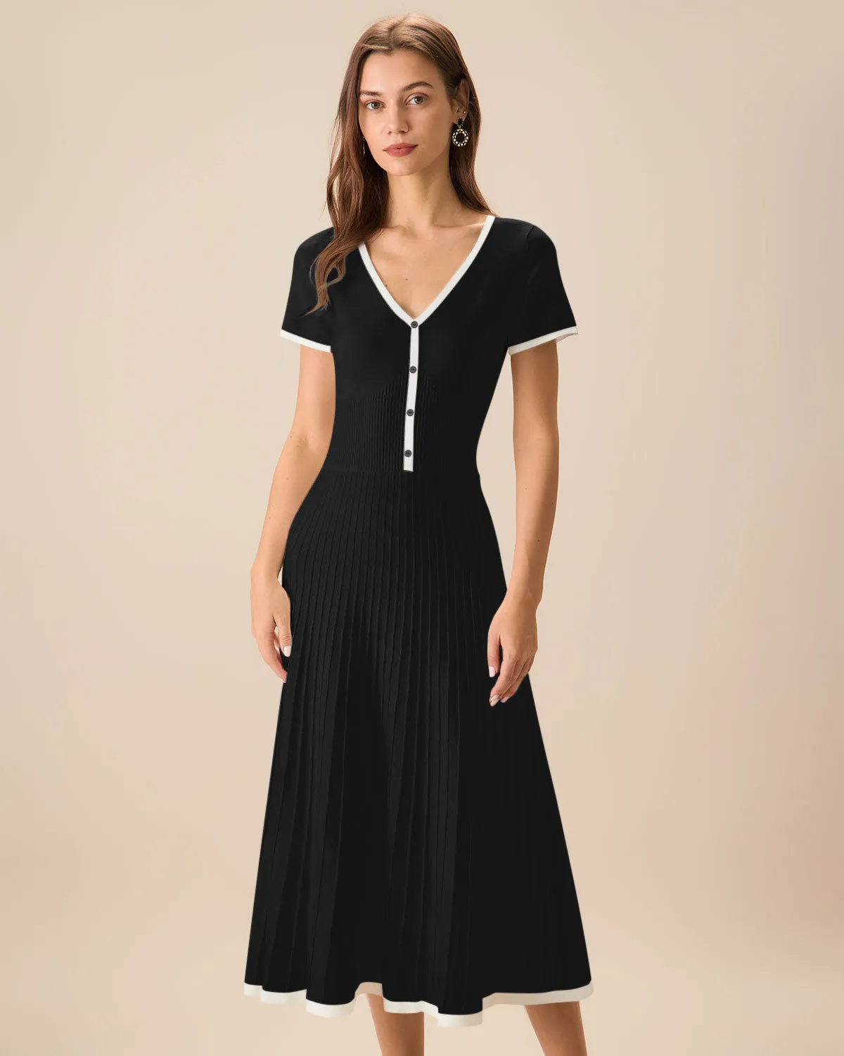 Black Contrasting Sweater Midi Dress sold by rihoas product image thumbnail 4