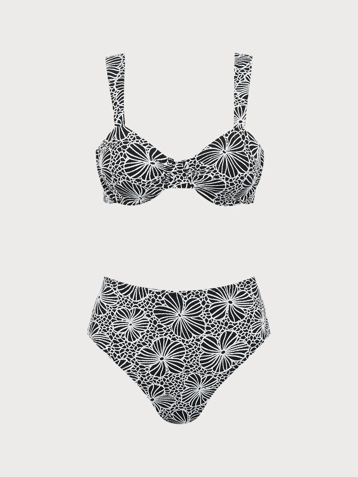 Black Flower Underwire Bikini Set sold by rihoas