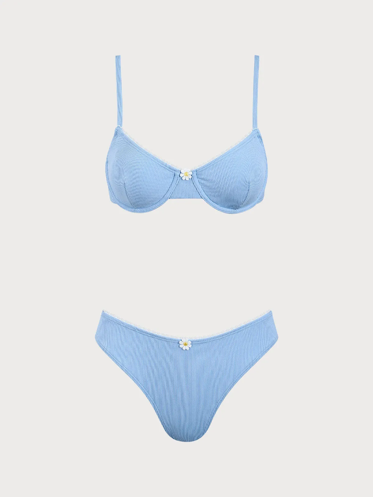 Blue Daisy Underwire Bikini Set sold by rihoas