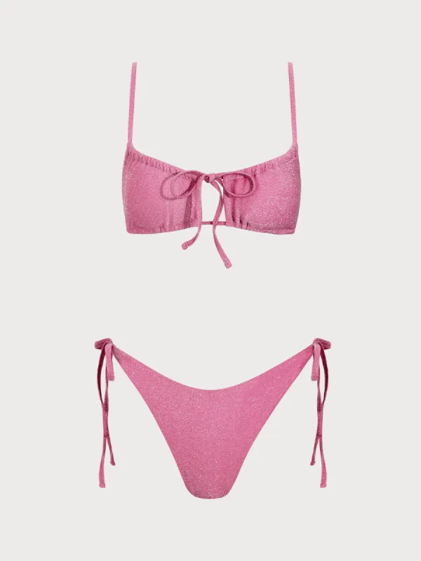 Pink Lurex Cut Out Bikini Set sold by rihoas
