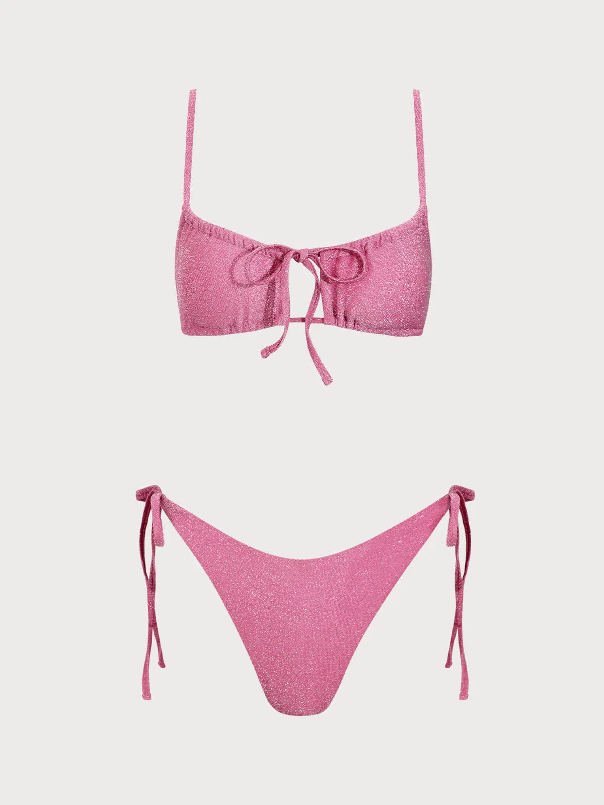 Pink Lurex Cut Out Bikini Set sold by rihoas