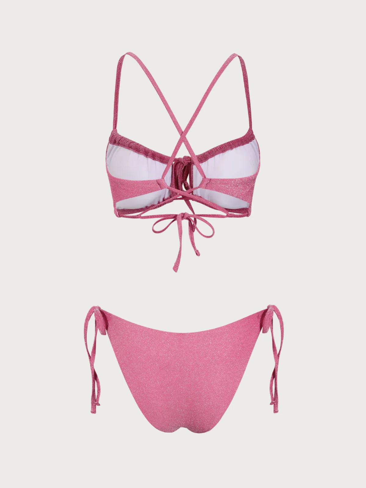 Pink Lurex Cut Out Bikini Set sold by rihoas product image thumbnail 2