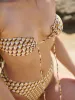 Yellow Geometric Strapless Bikini Sets sold by rihoas