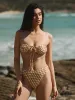 Yellow Geometric Strapless Bikini Sets sold by rihoas