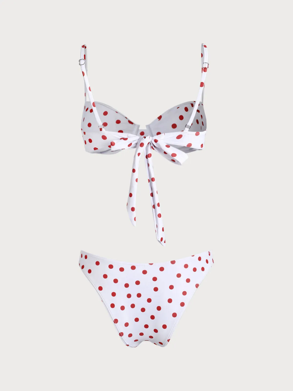 White Polka Dot Underwire Bikini Sets sold by rihoas product image thumbnail 2
