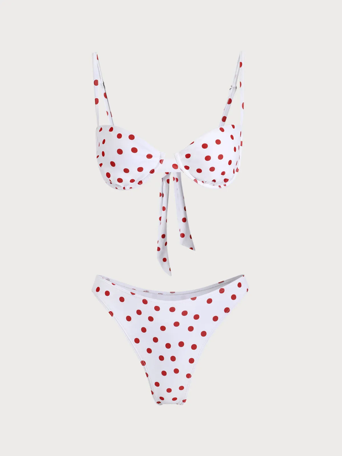 White Polka Dot Underwire Bikini Sets sold by rihoas