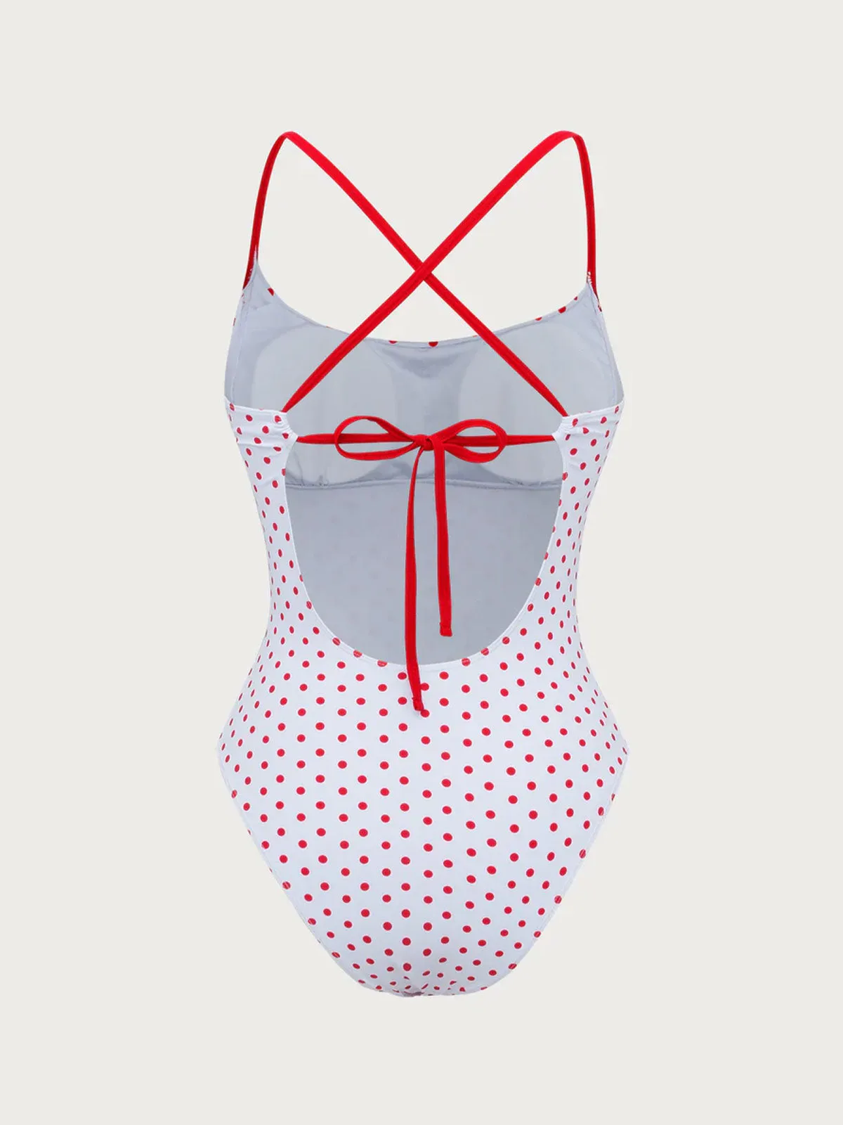 Red Contrast Polka Dot One-Piece Swimsuit sold by rihoas product image thumbnail 5