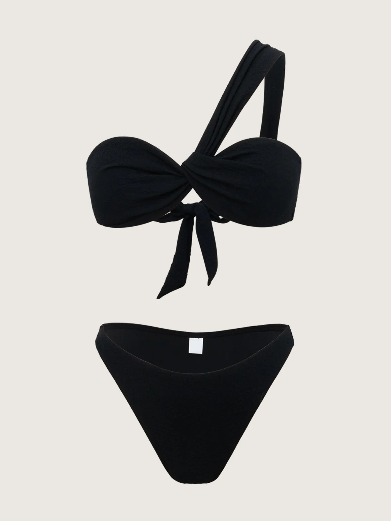 Black Ruched Tie Front Bikini Set sold by rihoas